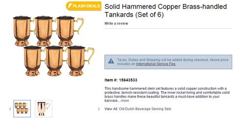 Solid Hammered Copper Brass Tankards